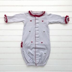 MAGNOLIA BABY EUC 100% Pima Cotton Girls Christmas Embroidered Holly Nightgown